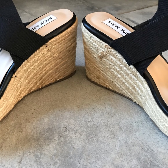 NWOT Steve Madden espadrille wedges black 8 9.5 - Picture 3 of 16